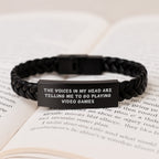 Funny Playing Video Games Quotes Gifts from Men for Graduation Unique Interlaced Leather Bracelet, The Voices In My Head Are Telling Me To Go Playing Video Games - Image 3
