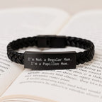 Papillon Dog Mom Christmas Unique Gift, Interlaced Leather Bracelet, Funny Quote, Gifts for Women, Gifts from Mom