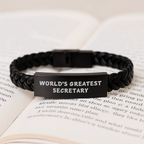 World's Greatest Secretary, Funny Quote Interlaced Leather Bracelet, Secretary Gifts for Men, Unique Father's Day Unique Gifts from Family - Image 3