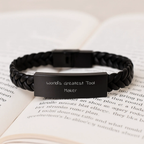 Funny World's Greatest Tool Maker Gifts from Family to Graduate Tool Maker Men Interlaced Leather Bracelet - Tool Maker Unique Gifts - Tool Maker Engraved Leather Strap - Image 3