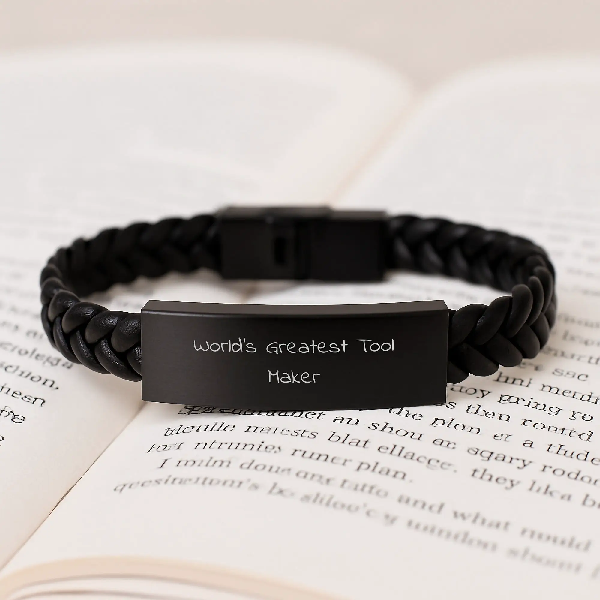 Funny World's Greatest Tool Maker Gifts from Family to Graduate Tool Maker Men Interlaced Leather Bracelet - Tool Maker Unique Gifts - Tool Maker Engraved Leather Strap - Image 3
