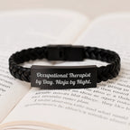 Occupational Therapist Gifts from Friends - Funny Interlaced Leather Bracelet for Occupational Therapist By Day. Ninja By Night. - Unique Christmas Unique Gifts