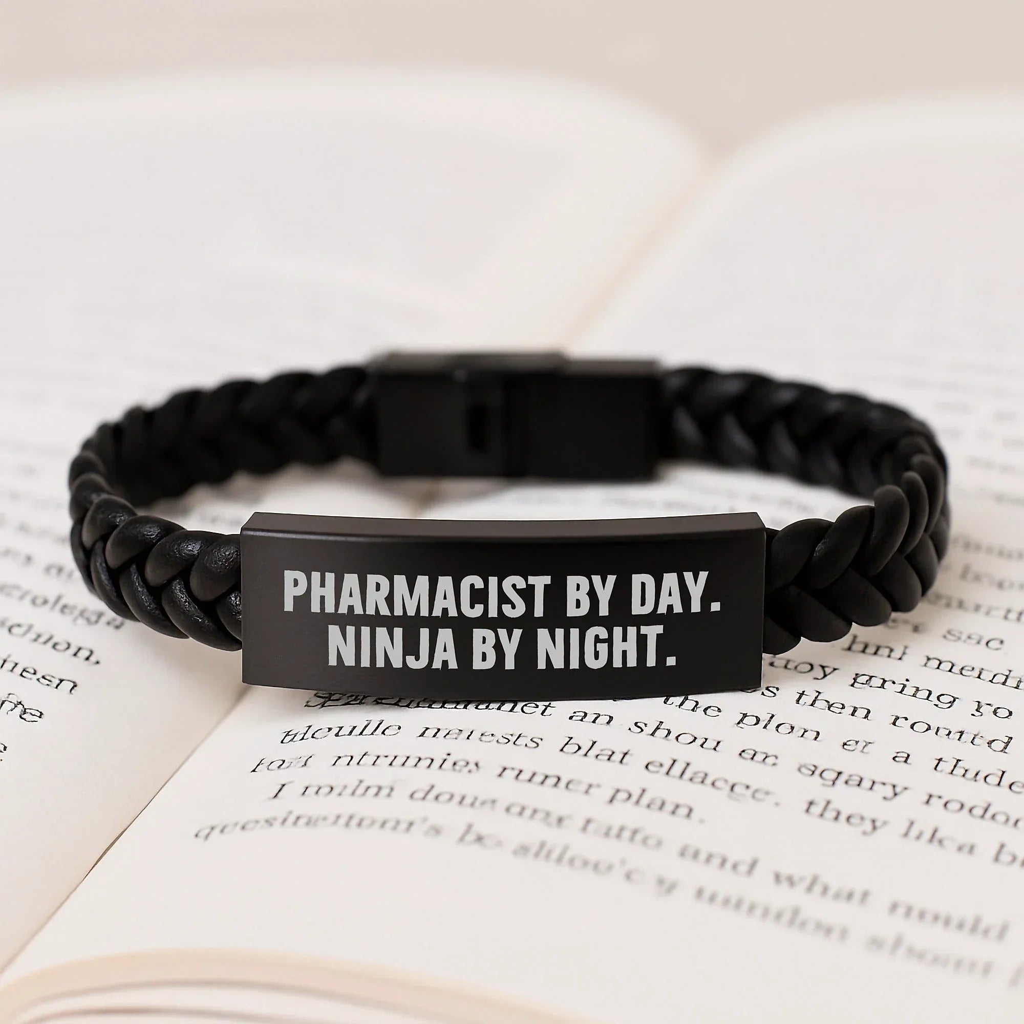 Pharmacist By Day. Ninja By Night. Interlaced Leather Graduation Gifts for Men, Women, Coworkers, and Family from a Ninja Pharmacist
