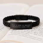 Funny Postmaster Gifts - Interlaced Leather Bracelet for Postmaster, Graduation Unique Gifts from Friends, Coworkers, Family with Quote 'This Is What An Awesome Postmaster Looks Like'