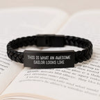 Funny Sailor Gifts from Friends - This Is What An Awesome Sailor Looks Like Interlaced Leather Bracelet for Graduation Unique Gifts for Men