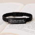Funny Vice President Gifts, Inspirational Interlaced Leather Bracelet for Men, Graduation Unique Gifts from Family to Vice President