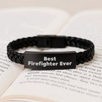 Best Firefighter Ever Interlaced Leather Bracelet Gifts from Men to Firefighter Friends
