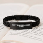 Hairdresser Gifts from Friends, Best Hairdresser Ever Interlaced Leather Bracelet for Graduation, Gifts for Hairdresser, Unique Men's Accessories, Stylish Women's Jewelry, Coworkers' Appreciation