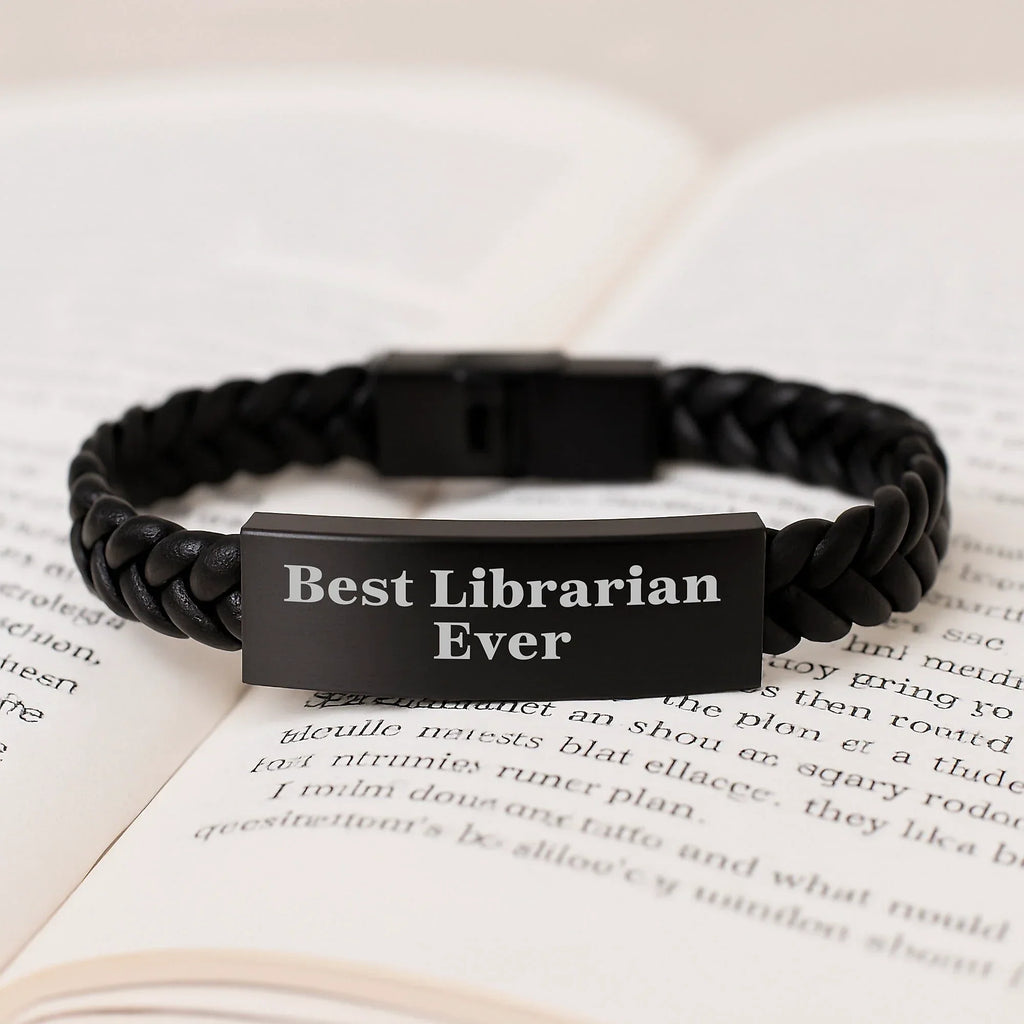 Funny Librarian Quotes Interlaced Leather Bracelet Gifts for Librarian Men Women Friends Coworkers Family - Best Librarian Ever Christmas Unique Gifts from Friends