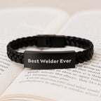 Funny Welder Gifts for Men from Friends - Best Welder Ever Interlaced Leather Bracelet Unique Christmas Unique Gifts