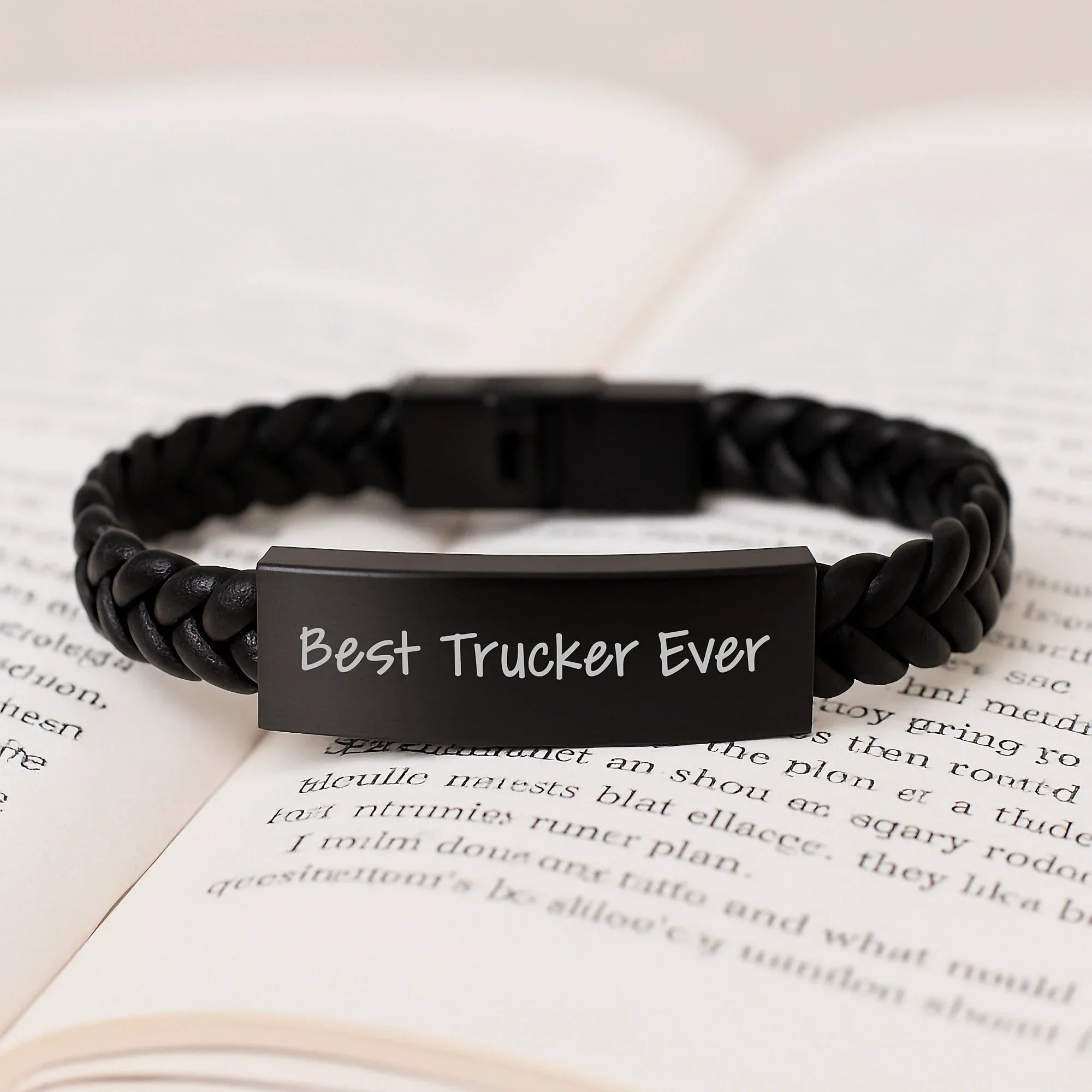 Funny Trucker Quotes Gifts for Men Interlaced Leather Bracelet Christmas Unique Ideas, Gifts from Family to Trucker, Best Trucker Ever