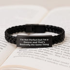 Funny Dancer Gifts for Him or Her, Christmas Unique Interlaced Leather Bracelet with Quote 'I'm Not Perfect But I'm A Dancer And That's Basically The Same Thing' from Friends and Family
