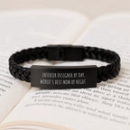 Interior Designer Gifts from Mom, Unique Interlaced Leather Bracelet for Christmas, Funny Quote 'Interior Designer By Day, World's Best Mom By Night.'