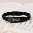 Certified Janitor Funny Quote Interlaced Leather Bracelet Gifts from Men to Janitor on Valentine's