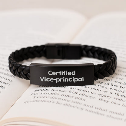 Funny Quote Vice-principal Gifts for Men from Friends on Birthday Unique Interlaced Leather Bracelets - Image 3