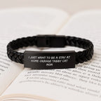 Orange Tabby Cat Mom Funny Quote Interlaced Leather Bracelet Gifts from Friends for Orange Tabby Cat Lovers Valentine's Unique Gifts