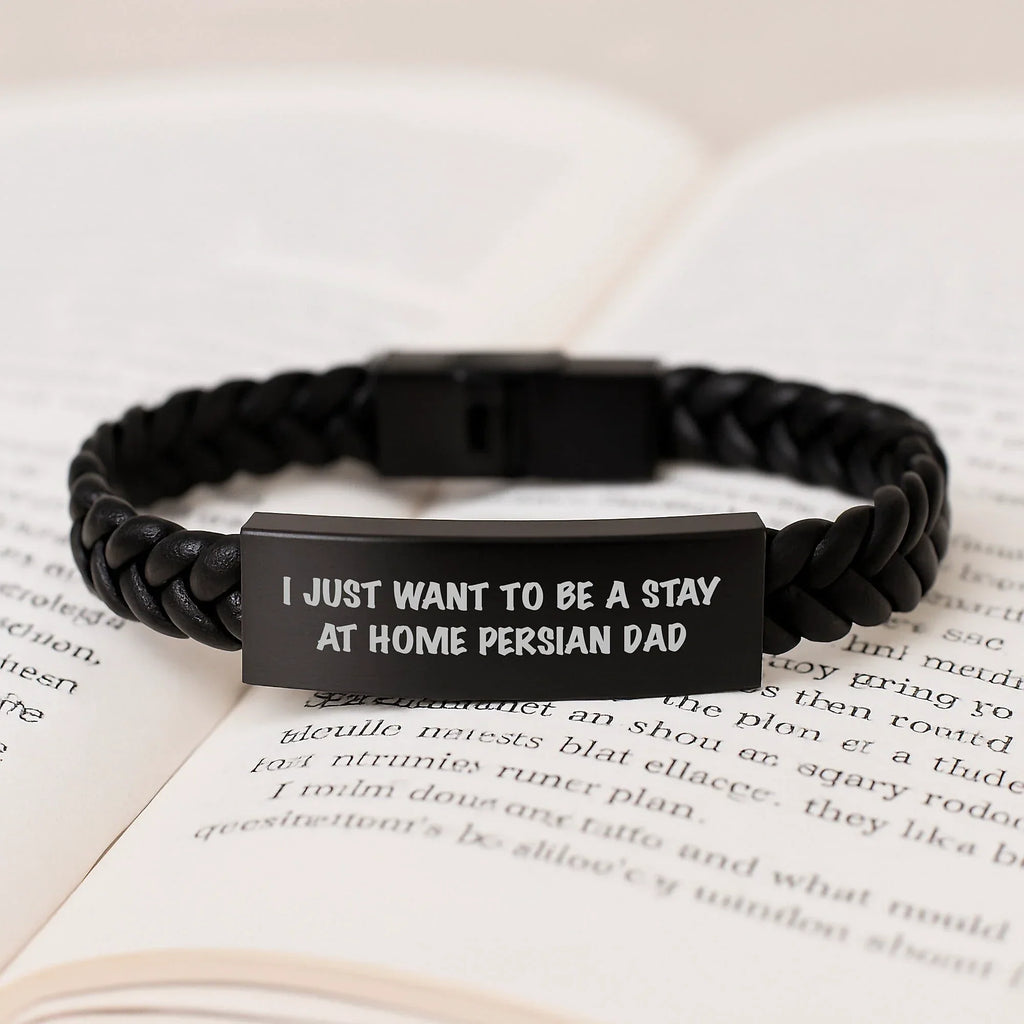 Persian Cat Lover Gifts from Men to Friends, Funny Stay At Home Dad, Unique Christmas Unique Gifts, Interlaced Leather Bracelet