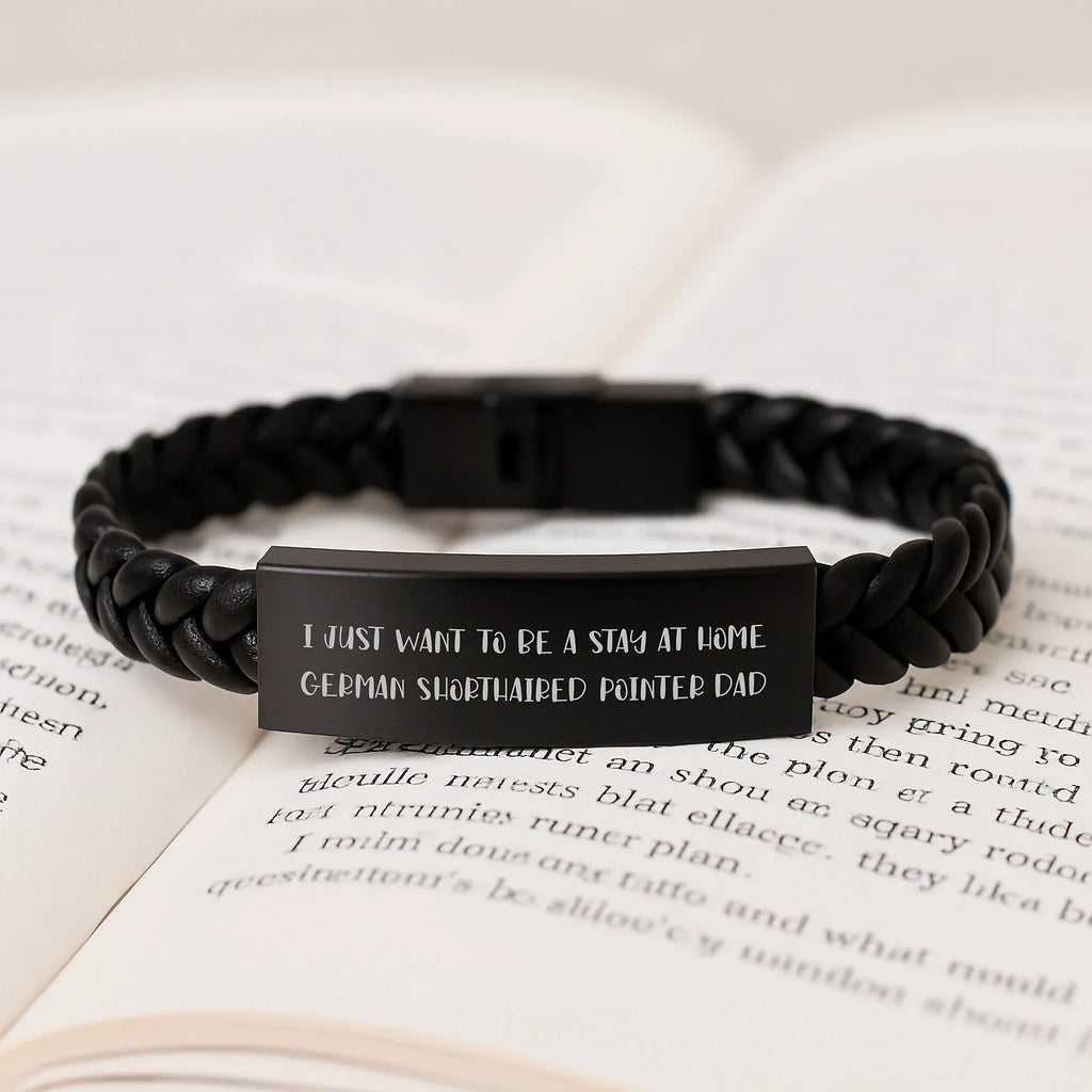 Funny German Shorthaired Pointer Dad Gifts, Interlaced Leather Bracelets for Men, Valentine's Unique Valentine Gifts from Men to Family, Friends, Coworkers