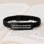 Funny Sales Manager Christmas Unique Gifts, Interlaced Leather Bracelet for Him - Gifts from Friends and Family - Sorry This Guy Is Already Taken By A Smokin' Sales Manager