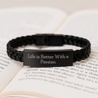 Funny Persian Cat Gifts for Men Women Friends, Valentine's Unique Interlaced Leather Bracelet, Life Is Better With A Persian Cat Quote, Gifts from Friends Family Coworkers, Valentine's Unique Gifts