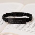Turkish Angora Cat Lover Gifts Best Turkish Angora Mom Ever Unique Interlaced Leather Bracelet