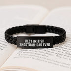 Funny British Shorthair Cat Dad Gifts - Interlaced Leather Graduation Accessories for Men, Women, Friends, Coworkers, Family