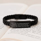 Mechanical Engineer Christmas Unique Gifts from Friends - Funny Quote Interlaced Leather Bracelet for Men, Mechanical Engineer, Coworkers, Family - Unique Gifts for Him