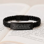 Funny Flat Coated Retriever Dog Gifts from Friends for Men - Interlaced Leather Birthday Unique Gifts with Quote 'You Can't Tell Me What To Do. You're Not My Flat Coated Retriever.'
