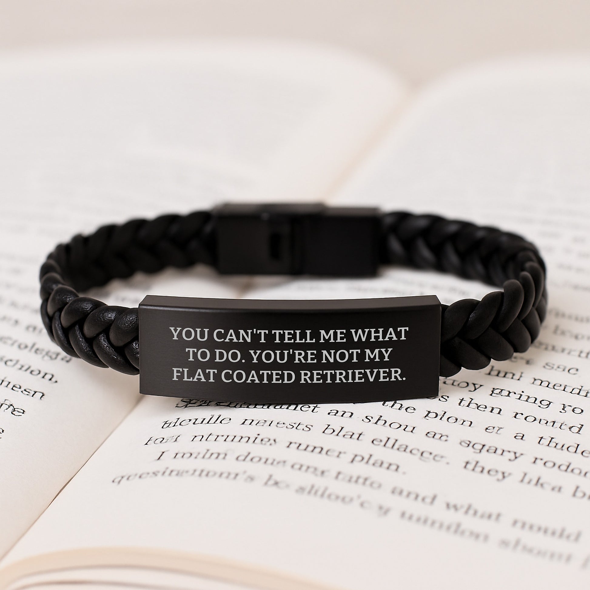 Funny Flat Coated Retriever Dog Gifts from Friends for Men - Interlaced Leather Birthday Unique Gifts with Quote 'You Can't Tell Me What To Do. You're Not My Flat Coated Retriever.' - Image 3