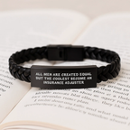 Unique Insurance Adjuster Gifts for Men - All Men Are Created Equal But The Coolest Become An Insurance Adjuster Interlaced Leather Bracelet - Image 3