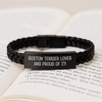 Boston Terrier Interlaced Leather Bracelet For Men Gift For Dog Lovers Valentine