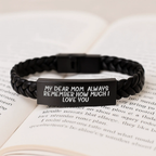 Gifts from Family to Mom, Inspirational Interlaced Leather Bracelet, Funny Quote 'My Dear Mom. Always Remember How Much I Love You.' Beautiful Birthday Unique Gifts for Mom - Image 3