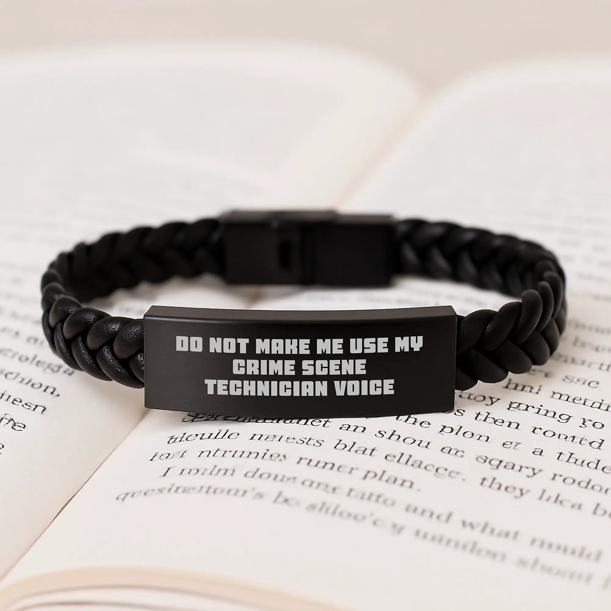 Gifts from Crime Scene Enthusiasts, Unique Interlaced Leather Bracelet for Crime Scene Technician, Funny Do Not Make Me Use My Crime Scene Technician Voice - Image 3