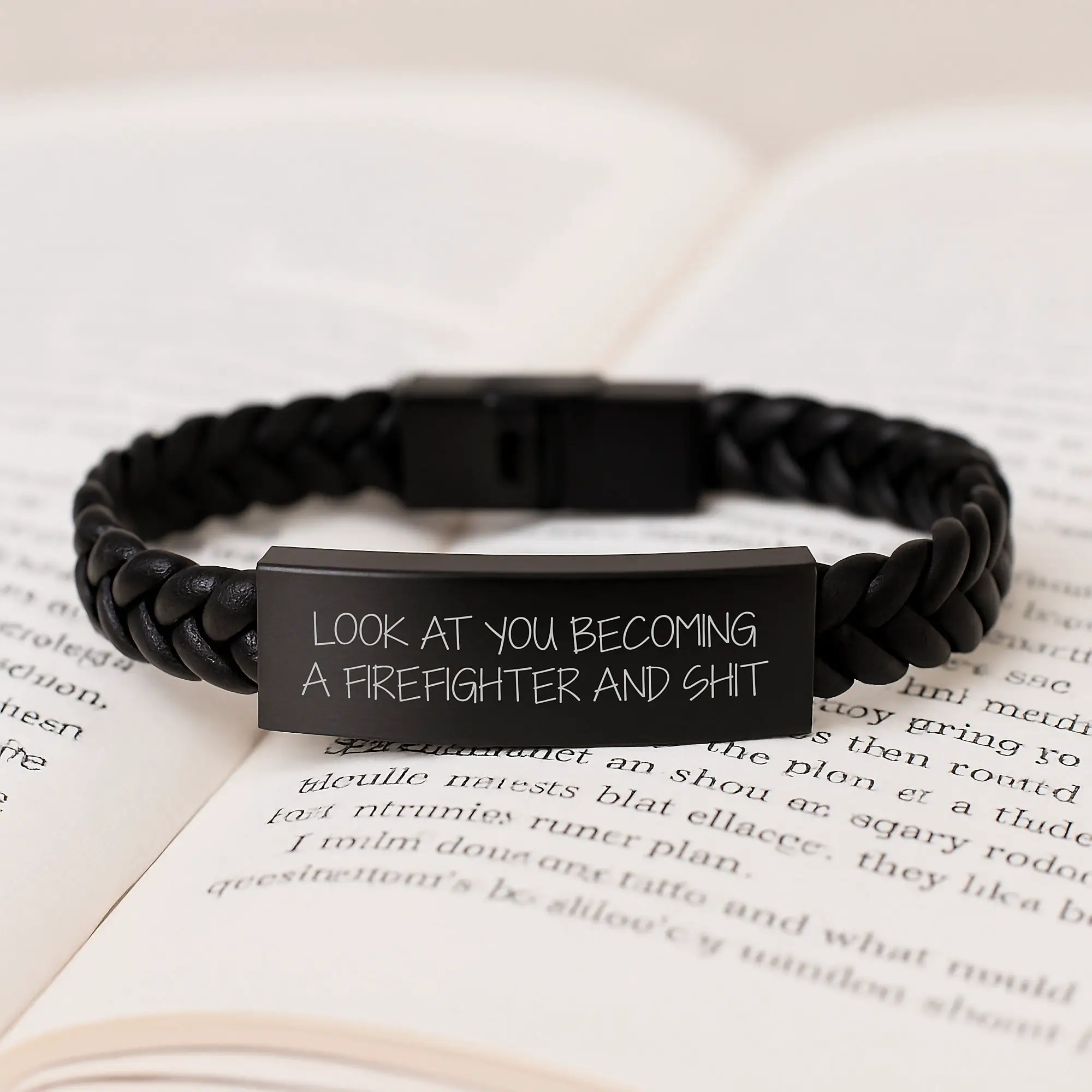 Funny Firefighter Gifts for Men, Interlaced Leather Bracelet for Firefighter Graduation Unique Gifts from Friends and Family - Image 3