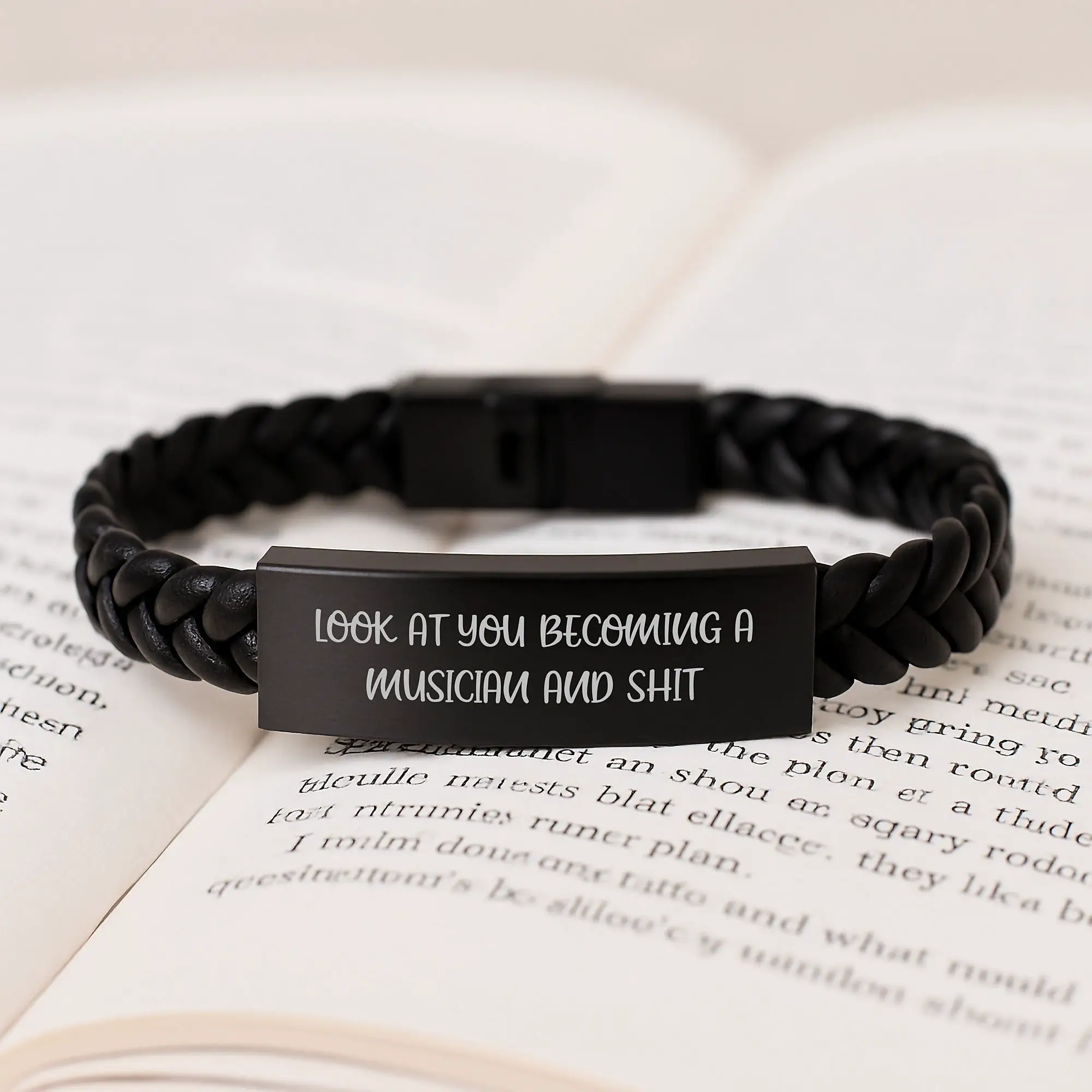 Funny Musician Interlaced Leather Bracelet Gifts for Musician Dad from Son on Mother's Day - Image 3
