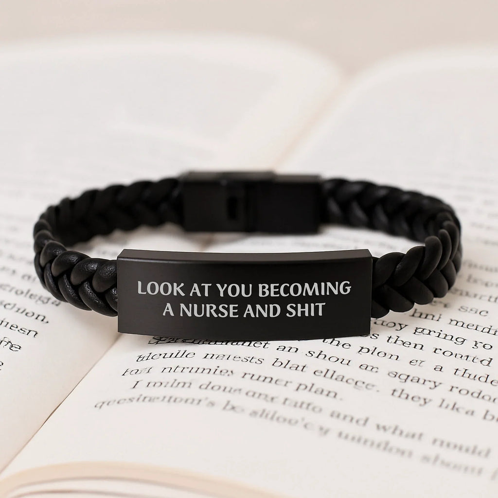 Nurse Gifts Funny Quote Interlaced Leather Bracelet, Gifts from Friends to Nurse, Birthday Unique Gifts for Her