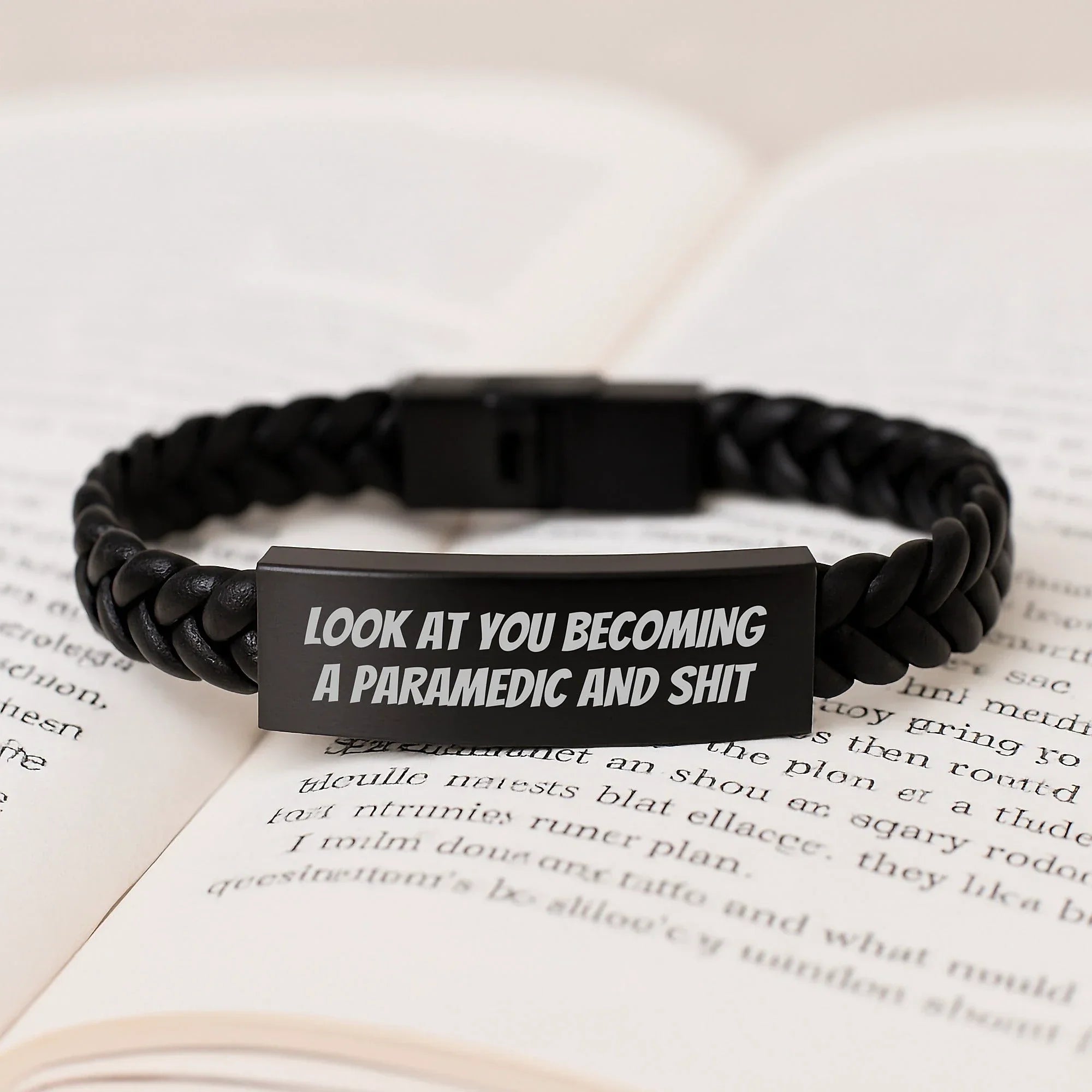 Funny Rescue Worker Gifts for Men, Women, or Friends - Interlaced Leather Bracelet with 'Look At You Becoming A Rescue Worker And Shit' Quote, Birthday Unique Gifts from Family, Coworkers, and More
