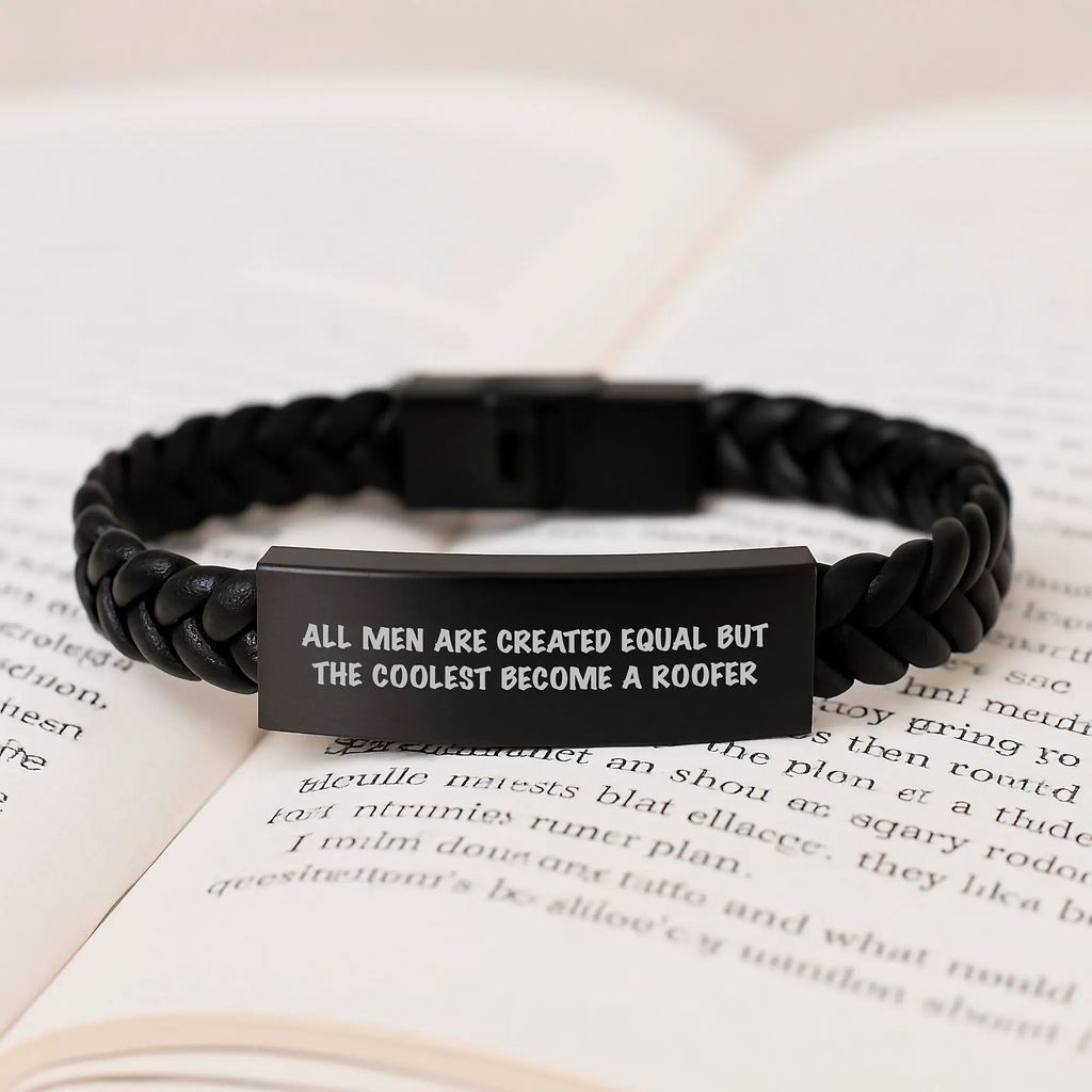 Birthday Gift for Her Roofer Interlaced Leather Bracelet Present - Image 3