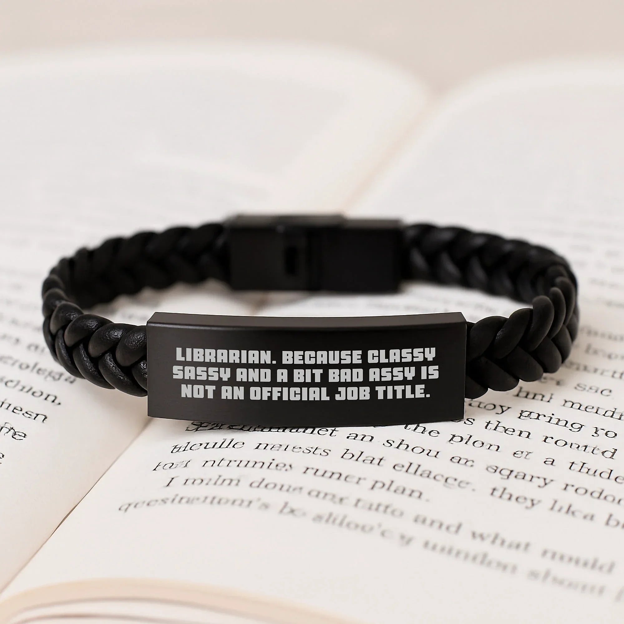 Librarian Style Funny Quote Interlaced Leather Bracelet Gifts from Friends to Librarian for Christmas Unique Presents