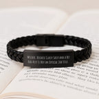 Funny Welder Gifts for Him - Classy Sassy and a Bit Fearlessy is Not an Official Job Title - Men's Interlaced Leather Bracelet for Christmas Unique Gifts from Family Friends