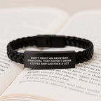 Funny Assistant Principal Gifts for Men, Women, Friends - Interlaced Leather Bracelet - Gifts from Family, Friends, Coworkers, Gifts for Assistant Principal, Christmas Unique Gifts