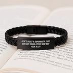 Funny Supervisor Quotes, Gifts for Supervisor Men, Christmas Unique Gifts from Friends to Supervisor, Interlaced Leather Bracelet