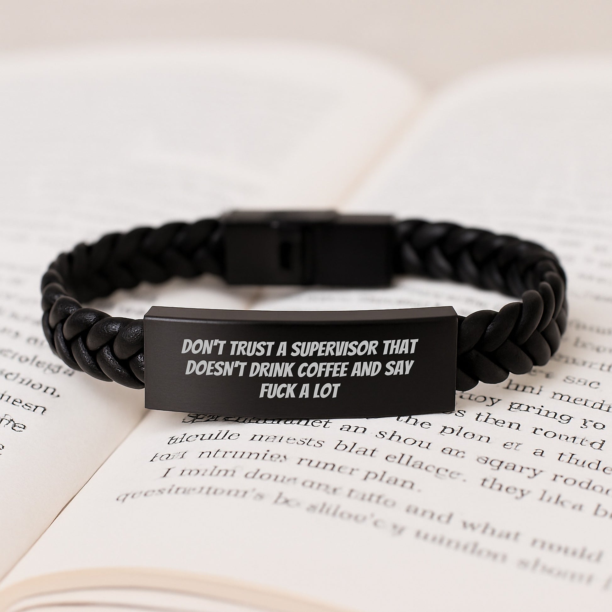 Funny Supervisor Quotes, Gifts for Supervisor Men, Christmas Unique Gifts from Friends to Supervisor, Interlaced Leather Bracelet - Image 3