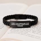Funny Substitute Teacher Gifts for Men - Unique Birthday Unique Interlaced Leather Bracelet with Stainless Steel and PU Leather - Image 3