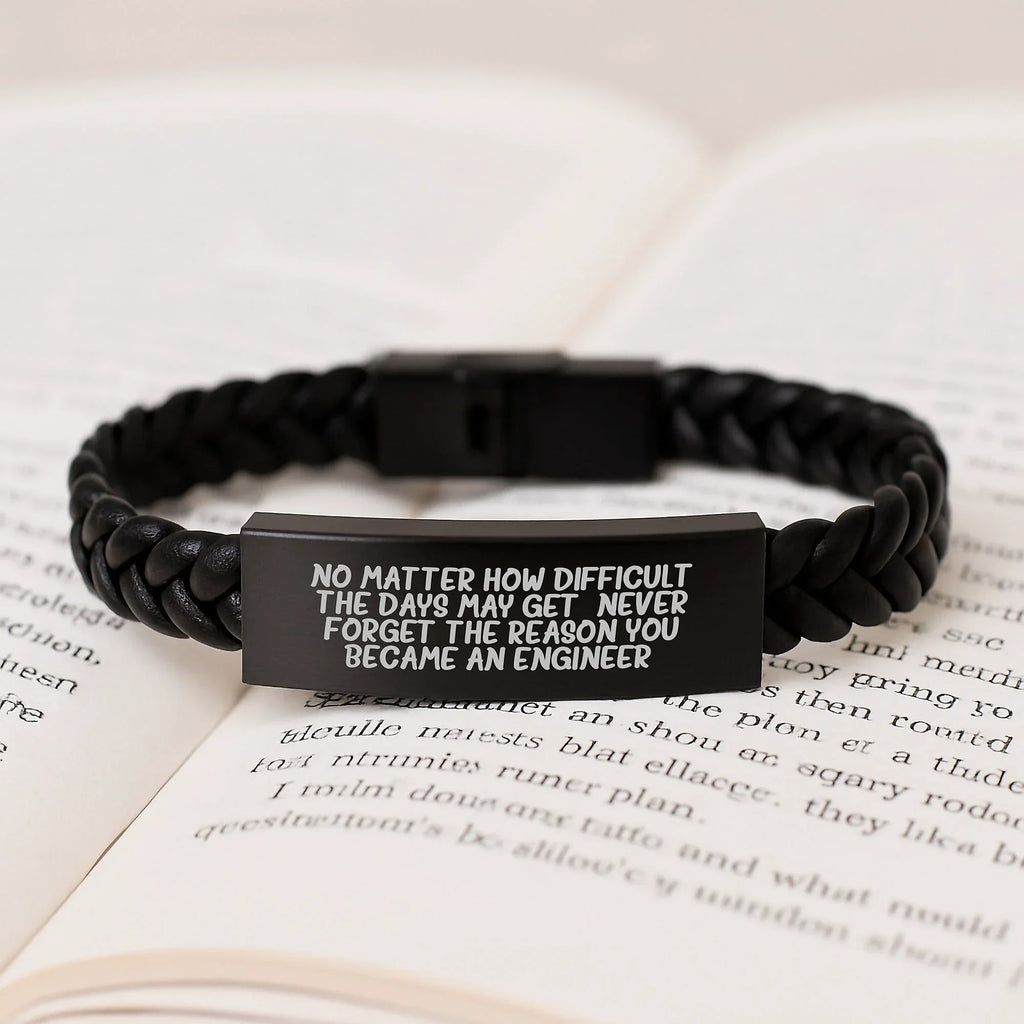 Engineer Inspirational Gifts from Friends for Christmas Unique Leather Interlaced Bracelet with Stainless Steel