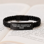 Unique Grandpa Gifts for Men - Being My Grandpa Is The Only Gift You Need, Interlaced Leather Bracelet for Graduation Unique Gifts from Family - Image 3