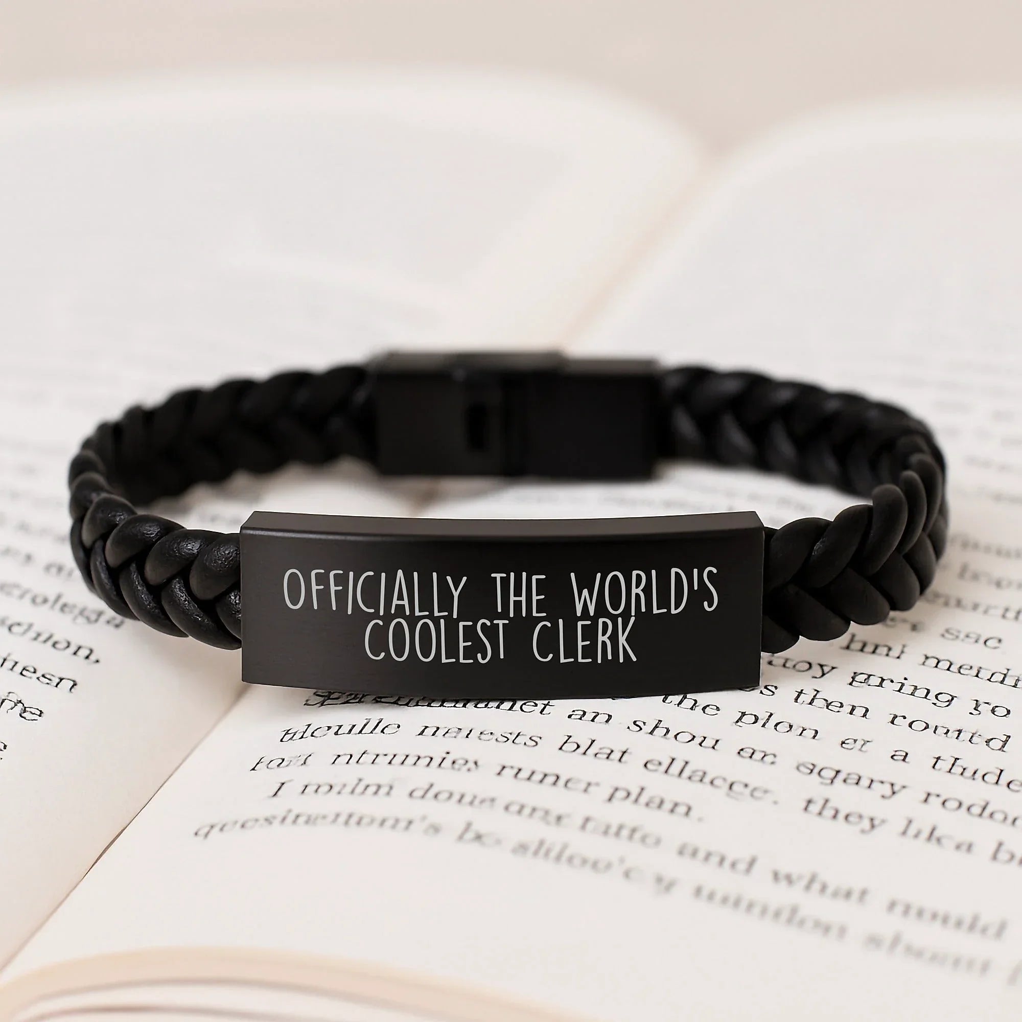 Funny Clerk Gifts, Unique Interlaced Leather Bracelets with Stainless Steel, Perfect for Clerk Friends, Coworkers, or Family Members this Christmas Season - Officially The World's Coolest Clerk