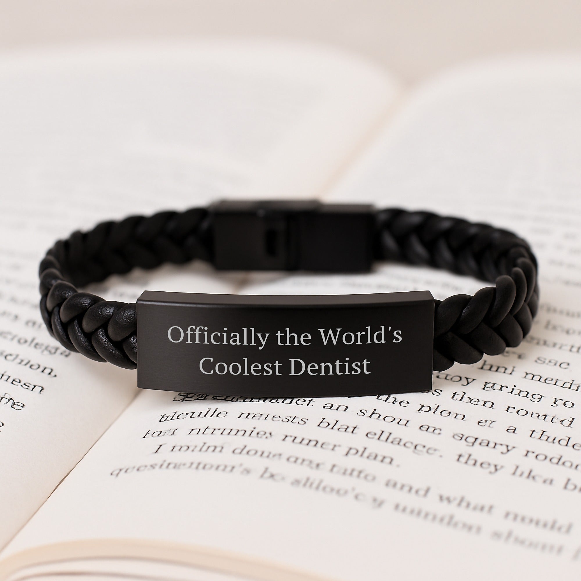 Funny Dentist Gifts for Men from Friends, Unique Interlaced Leather Bracelet, World's Coolest Dentist Quote - Image 3