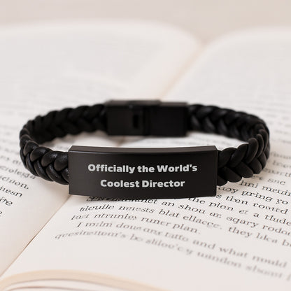 Funny Director Gifts: 'Officially The World's Coolest Director' Interlaced Leather Bracelet for Men, Women, and Friends - Unique Graduation Gifts from Family, Coworkers - Image 3