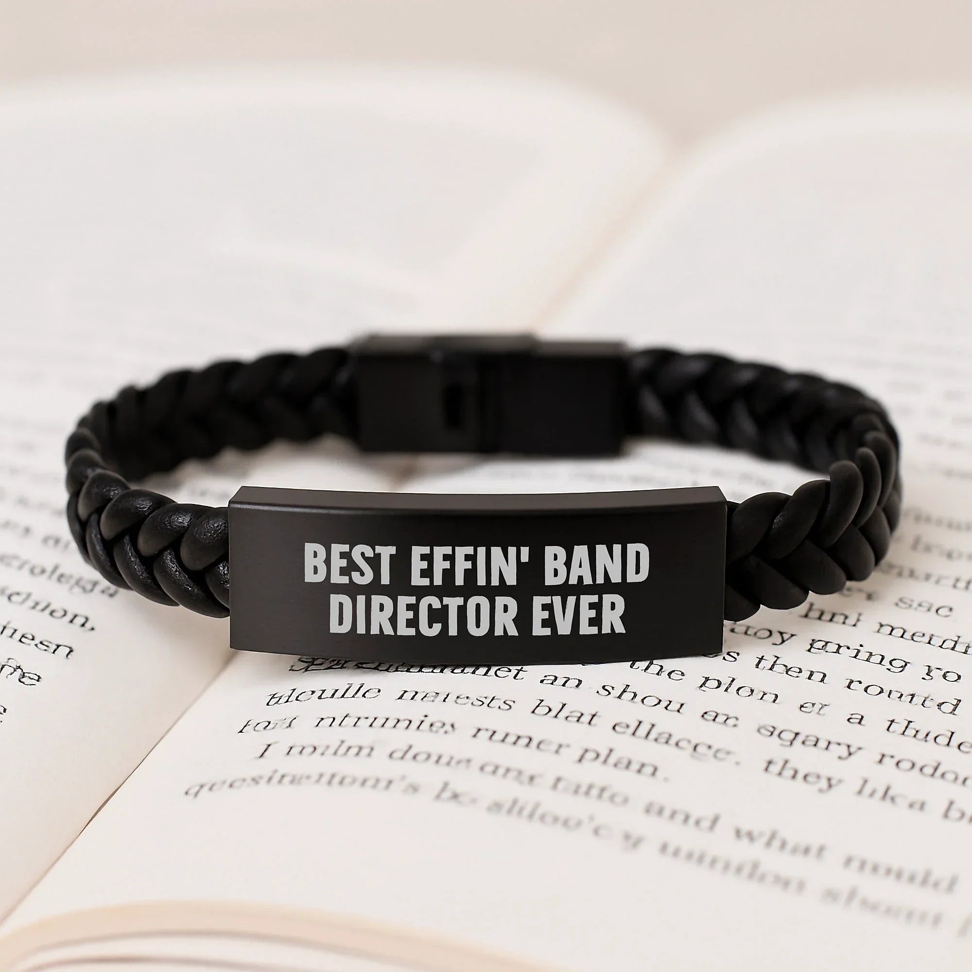 Funny Band Director Gifts, Christmas Unique Presents for Men, Best Effin' Band Director Ever Interlaced Leather Bracelet